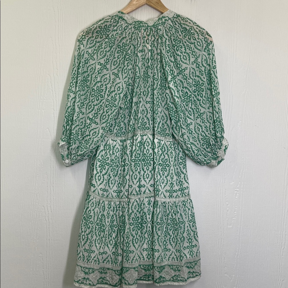 Bell - Clara Green Floral Print  Boho Cotton Silk Button Down Dress Size Small - Picture 11 of 11